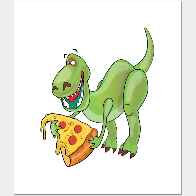 Dinosaur Eating Pizza Wall Art by ArticArtac